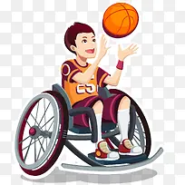 残疾儿童篮球运动员插画