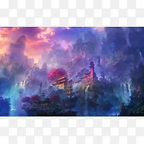 网页游戏紫色少林寺桌面壁纸