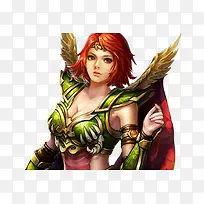 绿色翅膀创意战神美女