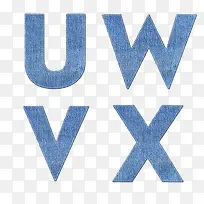 浅蓝色牛仔英文字母UWVX