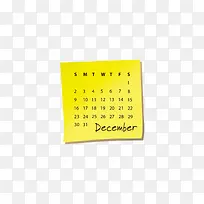 2018黄色十二月日历