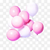 粉红立体手绘缤纷彩色气球装饰矢