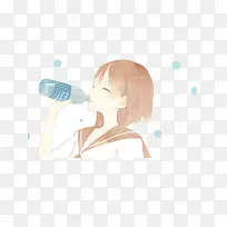 元气女孩喝汽水