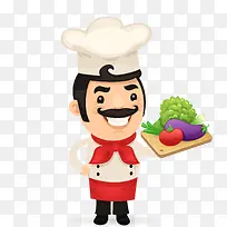 卡通拿着蔬菜的厨师人物设计