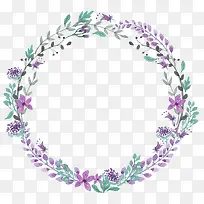紫色清新花圈装饰图案