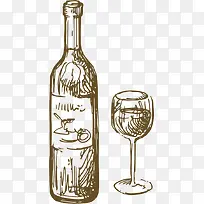素描酒瓶杯子