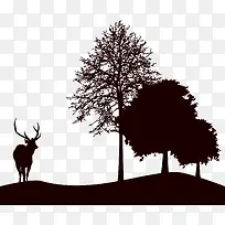 矢量鹿与大树
