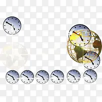 钟表地球线框时间