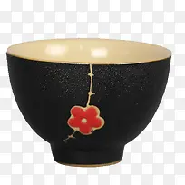 梅花装饰黑陶茶杯