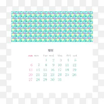 绿白色五月日历