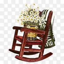 手绘木头椅子花朵摆件