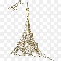 线描手绘法国埃菲尔铁塔