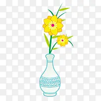 插在花瓶的黄色花朵