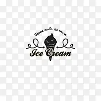 矢量黑色剪影冰淇淋标识
