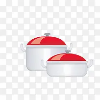 矢量红色平底锅厨具