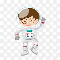 卡通戴眼镜的太空宇航员