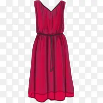 手绘红色长裙连衣裙