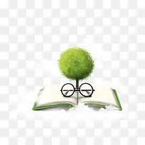 绿色书本小树