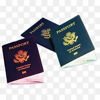 三本深蓝色封皮护照