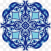 抽象青花瓷蓝色花纹纹样