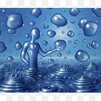 水中的小人和鱼