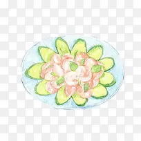 黄瓜虾仁手绘画素材图片