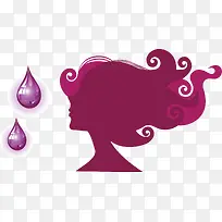 矢量紫色水滴和人物头发