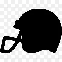 美式橄榄球头盔侧面的黑色剪影图标