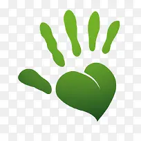 创意绿色心形手掌
