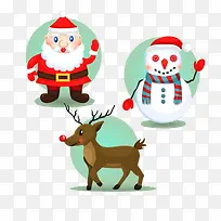 圣诞老人雪人和麋鹿