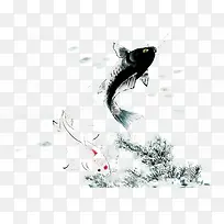 水墨跳跃的鲤鱼中国风