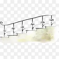 卡通手绘线稿楼梯