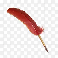 红色羽毛笔