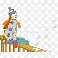 矢量坐在围栏上的女孩