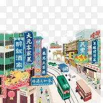 老香港街道商铺