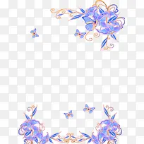 紫色蝴蝶图案边框素材png