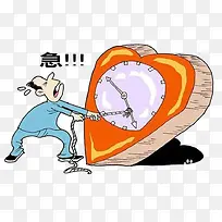卡通漫画着急想让时间快走