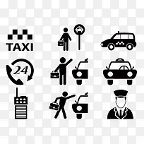 卡通手绘出租车服务标志