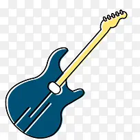 矢量卡通蓝色乐器吉他