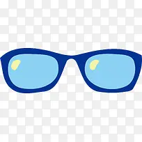 蓝色卡通眼镜素材
