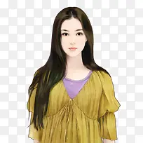黑色长发温柔可人的美女