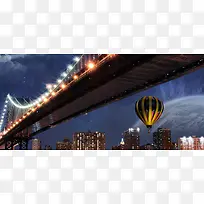 夜晚灯光大桥背景