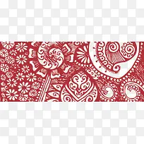 矢量红色花纹