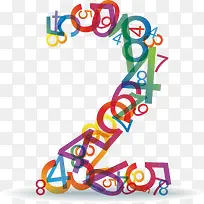 数字 重复叠加 彩色 2