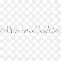 手绘城市线框图