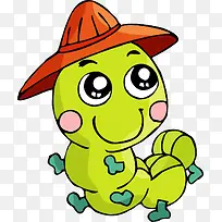 棕色帽子的小绿虫