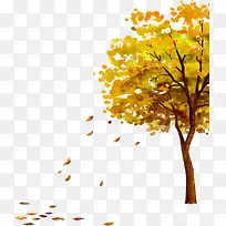 落叶纷飞黄色树叶