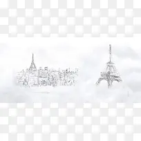 唯美白色巴黎铁塔