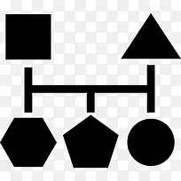 方案五块几何基本黑色的形状图标