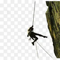 攀岩探险人物吊绳